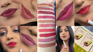 NEW Mamaearth Moisture Matte Longstay Lipstick  All Shades Swatches  Review  Demo [upl. by Egrog853]