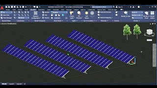 Autocad tutorial  3D PhotoVoltic solar panel layout Autocad 3D Tutorial [upl. by Sperling]