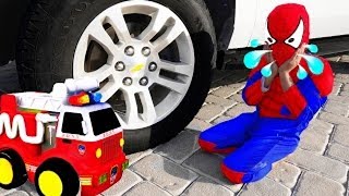 Freaky Joker Crushes Toy Truck Under Car with Spiderman Hulk amp Venom [upl. by Novla]