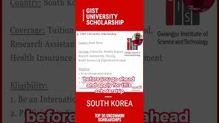 GIST University Scholarship fullyfundedscholarships scholarshipsinsouthkorea [upl. by Tse]