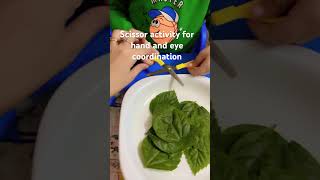 Scissor cutting activity for hand and eye coordination 2 hands coordination kidslearningvideos [upl. by Kenelm]