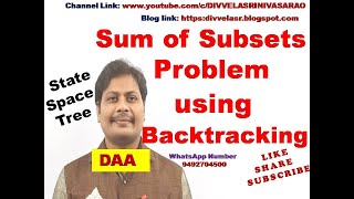 Sum of Subsets Problem using Backtracking  State Space Tree  Design and Analysis of Algorithms [upl. by Enilrahc]