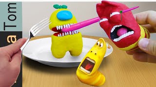 Eating Among us imposter save Larva TUBA  Kluna Tik style MUKBANG ANIMATION [upl. by Bathulda]