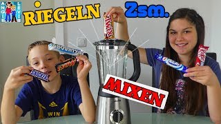 6 SCHOKORIEGEL ZUSAMMEN MIXEN  Family Fun Angie und Levis Kinderkanal [upl. by Cocks]