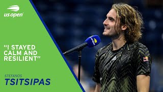 Stefanos Tsitsipas OnCourt Interview  2021 US Open Round 2 [upl. by Nerol479]