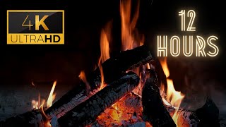 🔥 12Hour Fireplace Video 4K • Soothing Fire Sounds for Sleep Relaxation amp Cozy Ambiance [upl. by Dewitt]