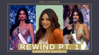 Harnaaz Sandhu REWATCHES HER COMPETITION MOMENTS Part 1  REWIND  Miss Universe [upl. by Somisareg]