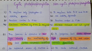 difference between cyclic and non cyclic photophosphorylation [upl. by Bal65]