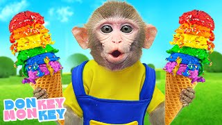 🍦 Helado de Arco Iris 🍨 Frutas y Colores  Donkey Monkey  Canciones infantiles [upl. by Kurth]