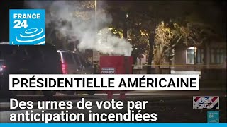 Présidentielle américaine  des urnes de vote par anticipation incendiées • FRANCE 24 [upl. by Gipson]