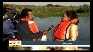 Edna Molewa on Water hyacinth at the Morula dam [upl. by Anahsohs]