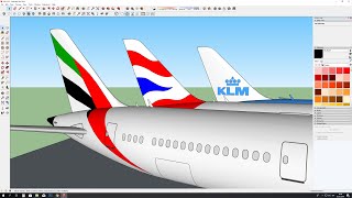 How to make Airplane in Google Sketchup 3 Different Liverys  Part 7 [upl. by Kolnick]