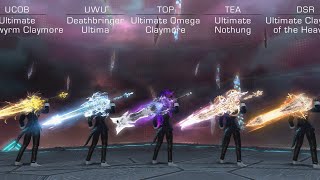 FFXIV All 5 Ultimate Weapons Showcase UCOB UWU TEA DSR TOP side by side [upl. by Weldon195]