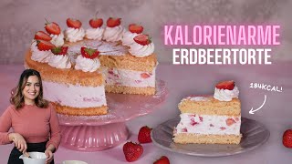 NUR 184KCAL PRO STÜCK 🍓😍 Kalorienarme Erdbeertorte ohne SchnickSchnack [upl. by Rawden]