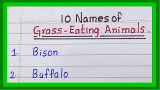 Names of Grass eating animals  5 animals  10 grass eating animals name  in English [upl. by Ailimac]