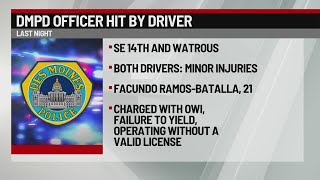 Des Moines officer injured in crash driver charged with OWI [upl. by Crescen858]