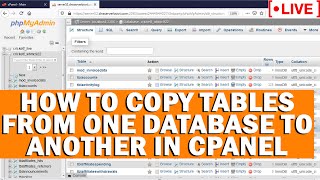 🔴LIVE How to copy tables from one database to another in cPanel [upl. by Davidoff]