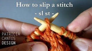 Knitting How to slip a stitch  sl st  Knitting lessons for beginners [upl. by Buckingham]