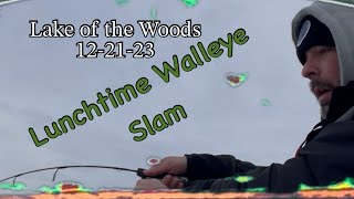 Lake of the Woods 122123 Walleye Lunch time Slam fest [upl. by Asilehs]