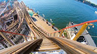 Riding Twister Wooden Roller Coaster at Grona Lund in Sweden Multi Angle POV 4K [upl. by Nosnibor]