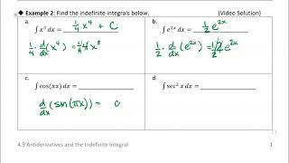 49 Antiderivatives and the Indefinite Integral Example 2 [upl. by Kira]