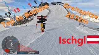 4K Skiing Ischgl Greitspitze 2872m Top to Bottom via Pistes 13 Black and 1 Austria GoPro HERO11 [upl. by Cormac]