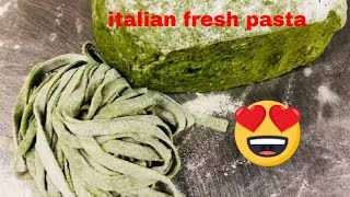 How to make italian fresh green Tagliatellespinach pasta dough and tagliatelle [upl. by Sibylle]