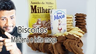 BISCOITOS DE LEITE CONDENSADO E MAISENA MILK BISCUITS MOÇA AND MAIZENA [upl. by Eesdnil]