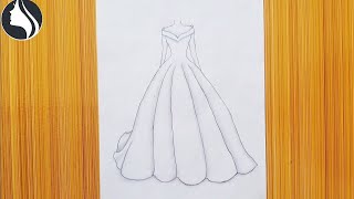 How to draw a beautiful girl dress step by step very easy  drawing dress design easy [upl. by Rehtul]