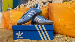 adidas handball spezial shoes in light blue  cloud white  gum [upl. by Royall63]