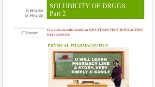 SOLUTESOLVENT INTERACTION IN SOLUBILITY OF DRUGS [upl. by Nide]