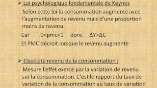 Macroéconomie S2 partie 13 quot le modèle keynésien  la fonction de la consommation quot [upl. by Nimajeb539]