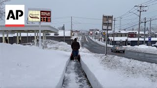 Heavy snow blankets parts of the US during busy holiday travel weekend [upl. by Nireves]