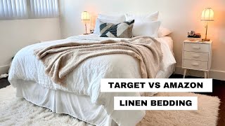 NEW BEDDING Target vs Amazon LINEN BEDDING [upl. by Kceb]