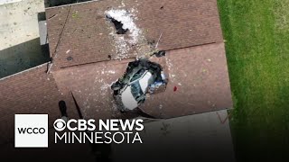 Car flies into roof of La Crescent home [upl. by Alet]