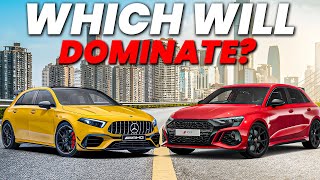 Audi RS3 vs MercedesAMG A45 S The Battle of Hot Hatch TITANS [upl. by Ellecram]