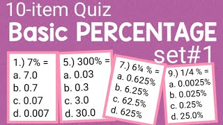 Basic PERCENTAGE set1  10item quiz Must READ description [upl. by Richy]