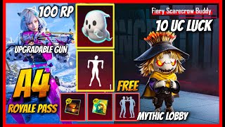 A4 ROYAL PASS 100 RP REWARD AND UPGRADABLE GUN SKIN  HOLA BUDDY SPIN 10 UC LUCK   BGMI [upl. by Einapets608]