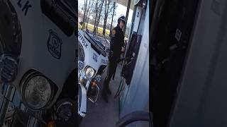 Biker stops cop from putting the wrong fuel in his motorcycle 😅 kenny1020304050 [upl. by Snashall]