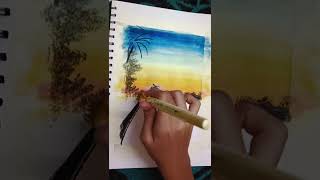 Sun painting with watercolor ✨painting art shorts viral [upl. by Ahsuas867]