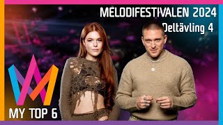 Melodifestivalen 2024 Deltävling Heat 4  My Top 6 [upl. by Ahsotal683]