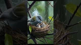 🌦️🐥💖Motherly Love Guarding Her Babies from the Storm birdsinmotion05 motherbird shorts [upl. by Milan661]