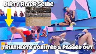 Triathlon Athletes Vomits amp Passed at Finish line After Swimming in Dirty River Seine in Olympics [upl. by Girvin191]