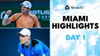 Murray Faces Berrettini Shapovalov amp Arnaldi In Action  Miami 2024 Day 1 Highlights [upl. by Tenay418]