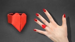 Origami Heart Ring  Instructions in English BR EasyOrigamiAndCrafts [upl. by Refeinnej71]