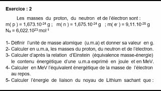 noyaux masse et énergie  2Bac partie 2 النوى ،الكتلة والطاقة الثانية بكالوريا [upl. by Briggs118]