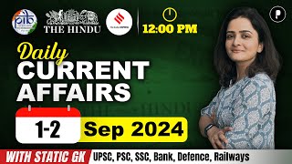 1  2 September Current Affairs 2024  Daily Current Affairs  Current Affairs Today [upl. by Garry]