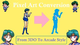 🎨 Sailor Mercury New Victory Pose 2nd Frame Pixel Art Conversion Time Lapse 3DO To Arcade Style 🎨 [upl. by Noraha]