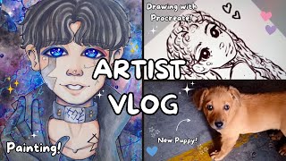 ✨Drawing Characters Testing Acrylic Paint ⭐ Painting Unboxing Haul 🩷 New Puppy and Laptop 😊 [upl. by Ahsiekam422]