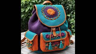 diy best crochet floral school bag design ideas for you trendingshort [upl. by Aicatsan659]